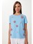 Çiçek Aksesuarlı Pamuklu Esnek Örme T-Shirt 2