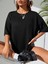Baskılı Oversize Bisiklet Yaka T-Shirt - Siyah 2