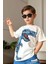 Erkek Çocuk Dinazor Digital Baskı ve Yazı Detaylı T-Shirt Mavi Eşofman Takım 4