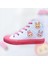 Beyaz Pembe Taban Lololi Kafalar Baskılı Bağcıklı Çocuk Spor Ayakkabı Sneaker 1