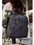 Unisex Suya Dayanıklı Krinkıl Kumaş Çok Gözlü Siyah Desenli Laptop Okul ve Sırt Çantası 2