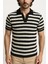 Siyah Beyaz Şeritli Regular Fit Erkek Polo Tshirt 1