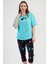 Pamuklu Kadın Büyük Beden Düşük Omuzlu Kısa Kol Kaprili Pijama Takım , 408363 1
