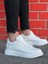 J047 Bağcıklı Ortopedik Taban Timsah Desenli Günlük Erkek Spor Sneaker Ayakkabı Bt Beyaz 3