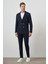 Erkek Lacivert Trend Kruvaze Slim Fit Sivri Yaka Takım Elbise 2