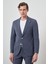 Erkek Lacivert Poliviskon Trend Çizgili Slim Fit Mono Yaka Takım Elbise 1