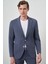 Erkek Lacivert Poliviskon Trend Çizgili Slim Fit Mono Yaka Takım Elbise 5