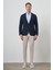 Erkek Lacivert Dokuma Slim Fit Mono Yaka Ceket 2