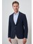 Erkek Lacivert Dokuma Slim Fit Mono Yaka Ceket 3