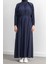 Reglan Kol Fırfır Detaylı Elbise - Lacivert 1