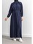 Reglan Kol Fırfır Detaylı Elbise - Lacivert 2