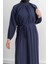 Reglan Kol Fırfır Detaylı Elbise - Lacivert 4