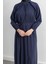 Reglan Kol Fırfır Detaylı Elbise - Lacivert 5