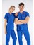 Saks Mavisi Dr. Greys Modeli Likralı Hemşire Forması Yarasa Kol Doktor Scrubs Hastane Takımı 1