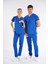 Saks Mavisi Dr. Greys Modeli Likralı Hemşire Forması Yarasa Kol Doktor Scrubs Hastane Takımı 3