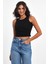 Fitilli Siyah Crop Halter Yaka Sıfır Kol Pamuklu 5'li Kadın Atlet MTLCB93 3
