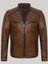 Hakiki Deri Kahverengi Omuz Kol Işlemeli Erkek Deri Ceket 1