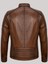 Hakiki Deri Kahverengi Omuz Kol Işlemeli Erkek Deri Ceket 2