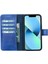 Apple iPhone 13 Uyumlu Deri Cüzdanlı Kılıf Okyanus Mavi 4