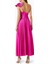 Trusley Rosette Pleated Gown, Pembe Tek Omuz Abiye 3