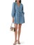 Denim Nolan Mini Elbise, Uzun Kollu, Kuşaklı, %100 Pamuk Günlük Şıklık 4