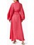Pennarly Pembe Kemerli Midi Elbise, Linen Karışımlı Şık Tasarım 2