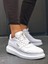 J040 Bağcıklı Ortopedik Taban Erkek Günlük Sneaker Spor Ayakkabı Bt Beyaz 2