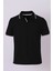 Likralı Petek Yakalı Yarım Patlı Siyah Erkek T-Shirt 2768 1