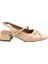 Mare Burnu Kapalı Alçak Topuklu Kadın Ayakkabı Ten 2
