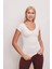 Ön-Arka V Kısa Kol Body -Krem 1