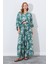 Bej Çiçek Desenli Keten Kimono & Pantolon Ikili Takım 1