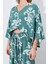 Bej Çiçek Desenli Keten Kimono & Pantolon Ikili Takım 2