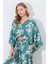 Bej Çiçek Desenli Keten Kimono & Pantolon Ikili Takım 3