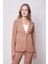 Kadın Yakalı Cep Kapaklı Tek Düğme Hafif Lirkalı Kumaş Blazer Ofis Ceket(Pantolon Kodu Jument 40082)-CAMEL 4