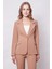 Kadın Yakalı Cep Kapaklı Tek Düğme Hafif Lirkalı Kumaş Blazer Ofis Ceket(Pantolon Kodu Jument 40082)-CAMEL 5