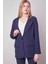 Kadın Yakalı Cep Kapaklı Uzun Kol Hafif Likralı Kumaş Oversize Blazer Ceket(Pantolonu Jument 40075)-LACIVERT 3