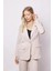 Kadın Yakalı Cep Kapaklı Uzun Kol Hafif Likralı Kumaş Oversize Blazer Ceket(Pantolonu Jument 40075)-TAŞ 1