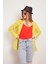 Yakalı Kolu Katlamalı Cep Kapaklı Salaş Boyfriend Oversize Hafif Likralı Kumaş Blazer Ceket-Neon Sarı 4