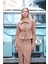Kadın Likralı Kaşe Kumaş Yakalı Cep Kapaklı Uzun Kol Düğmeli Kısa Blazer Ceket Kaban-Camel 5