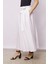 Kadın Belden Bağlamalı Keten Görünümlü Likrasız Kumaş Midi Boy Bilek Üstü Kiloş Etek-Krem 4