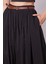 Kadın Ipeksi Dokulu Modal Kumaş Cepli Beli Lastikli Bilek Boy Uzun Etek(Deri Kemer Dahil)-Siyah 4