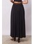 Kadın Ipeksi Dokulu Modal Kumaş Cepli Beli Lastikli Bilek Boy Uzun Etek(Deri Kemer Dahil)-Siyah 5