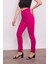 Yüksek Bel Önü Dikişli Kemeri Kruvaze Dar Paça Pamuklu Likralı Pantolon-Magenta 4