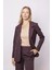 Kadın Yakalı Cep Kapaklı Uzun Kol Hafif Likralı Kumaş Oversize Blazer Ceket(Pantolonu Jument 40075)-KAHVE 4