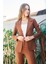 Kadın Yakalı Cep Kapaklı Tek Düğme Hafif Lirkalı Kumaş Blazer Ofis Ceket(Pantolon Kodu Jument 40082)-TABA 1