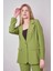 Kadın Yakalı Cep Kapaklı Uzun Kol Hafif Likralı Kumaş Oversize Blazer Ceket(Pantolonu Jument 40075)-FISTIK Yeşili 2