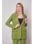 Kadın Yakalı Cep Kapaklı Uzun Kol Hafif Likralı Kumaş Oversize Blazer Ceket(Pantolonu Jument 40075)-FISTIK Yeşili 5
