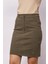 Kadın Cep Detaylı Diz Üstü Hafif Likralı Pamuklu Kumaş Kalem Etek-Haki 5