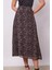 Kadın Desenli Şifon Astarlı Yüksek Bel Kemerli Midi Boy Diz Altı Uzun Çan Etek-Leopar 5