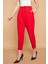 Yüksek Bel Pileli Cepli Boyfriend Hafif Likralı Kumaş Pantolon-Kırmızı 4